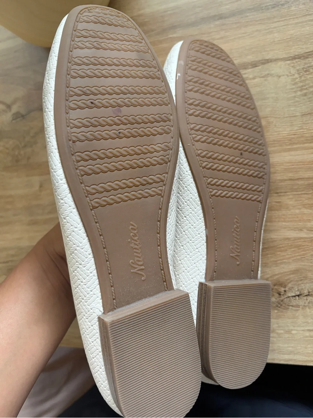 Nautica Ivory Textured Ballet Flats